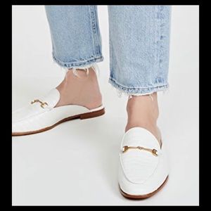 Sam Edelman, Linnie Flat Mules, White Croc styled leather, Size 7